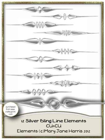 12 Silver Bling Line Elements - Cu4cu