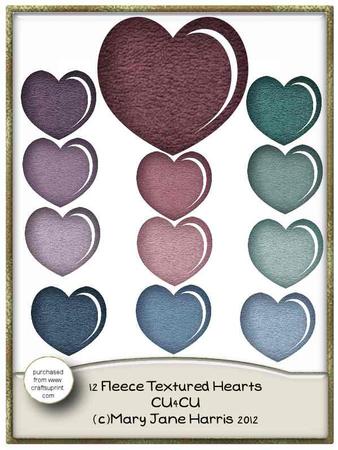 12 Fleece Textured Hearts - Cu4cu