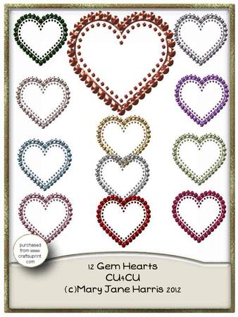 12 Gem Hearts - Cu4cu