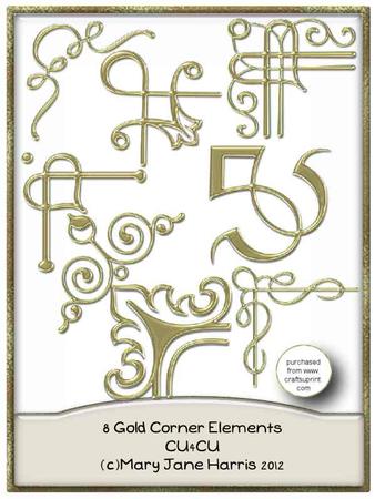8 Gold Corner Elements - Cu4cu