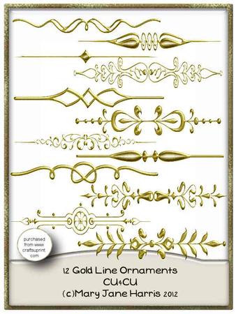 12 Gold Line Ornaments - Cu4cu