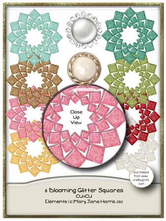 8 Blooming Glitter Squares - Cu4cu