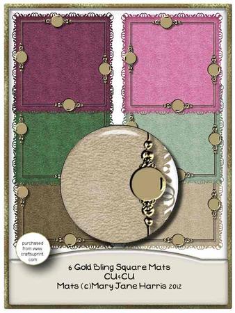 6 Gold Bling Square Mats - Cu4cu