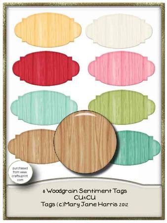 8 Woodgrain Sentimet Tags - Cu4cu