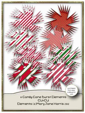 8 Candy Cane Burst Elements - Cu4cu