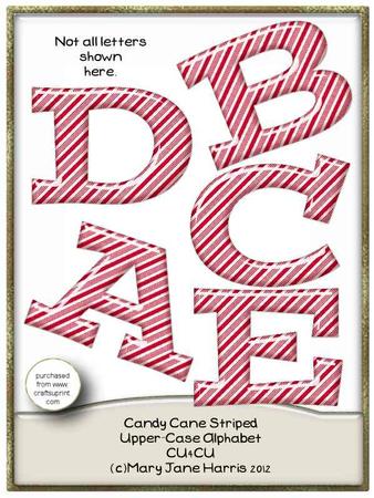 Candy Cane Striped Upper-case Alphabet - Cu4cu