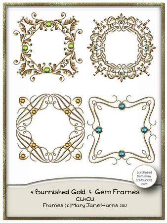 4 Burnished Gold & Gem Frames - Cu4cu