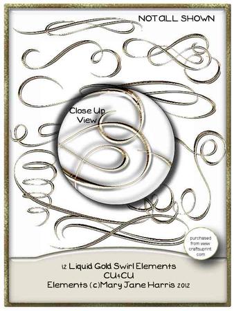 12 Liquid Gold Swirl Elements - Cu4cu