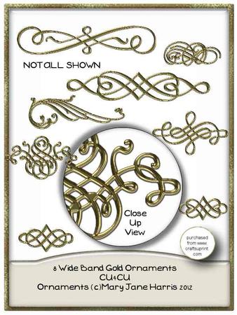 8 Wide Band Gold Ornaments - Cu4cu