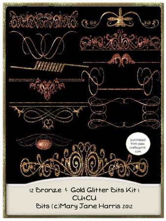 12 Bronze & Gold Glitter Bits Kit 1 - Cu4cu