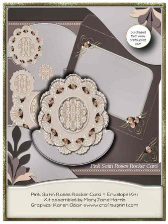 Pink Satin Roses Rocker Card Kit