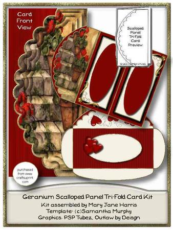 Geranium Scalloped Tri-fold Card Kit