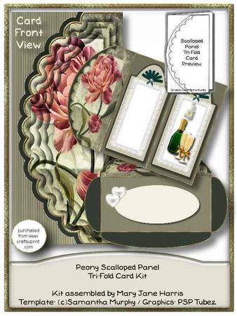 Peony Scalloped Panel Tri-fold Card Kit