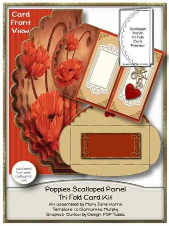 Poppies Scalloped Panel Tri-fold Card Kit