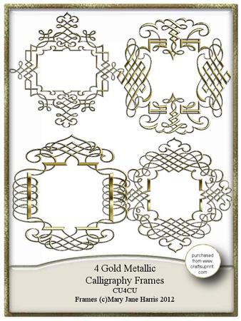 4 Gold Metallic Caligraphy Frames - 1 - Cu4cu