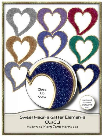 Sweet Hearts Glitter Elements - Cu4cu