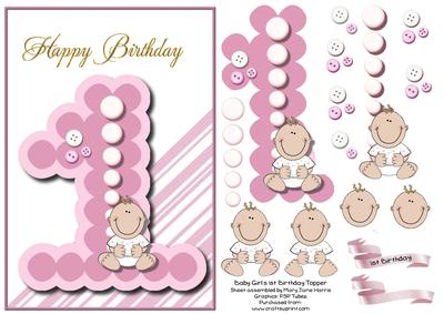 Baby Girl's 1st Birthday Topper