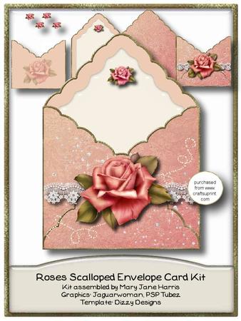 Roses Scalloped Envelope Card Kit