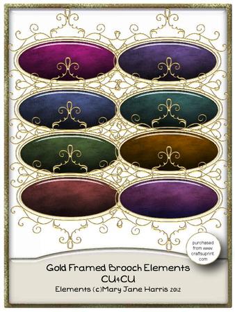 Gold Framed Brooch Elements - Cu4cu