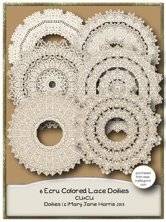 6 Ecru Colored Lace Doilies - Cu4cu