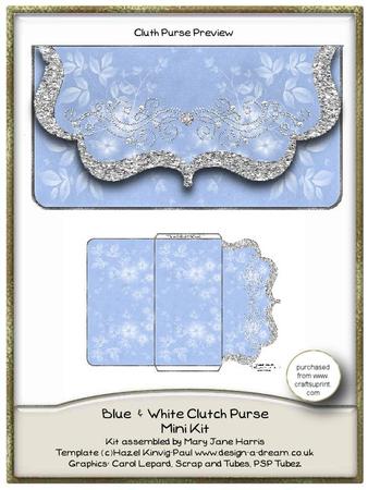 Blue & White Clutch Purse Mini Kit 1