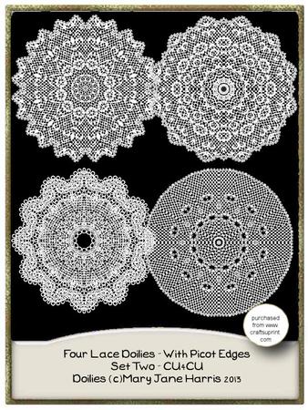 Four Lace Doilies - with Picot Edges Set Two - Cu4cu