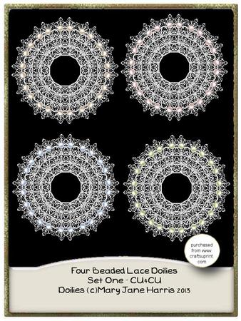 Four Beaded Lace Doilies Set 1 - Cu4cu