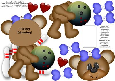 Bowling Bear Flip-up Card 1