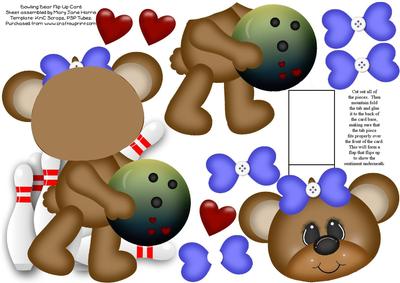 Bowling Bear Flip-up Card 1a