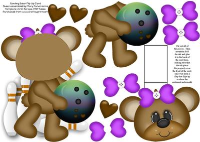 Bowling Bear Flip-up Card 1b