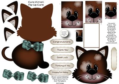 Cute Kitten Flip-up Card 1a