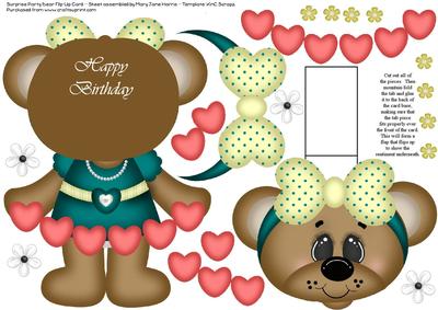 Suprise Party Bear Flip-up Card 1
