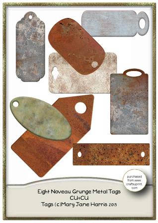 8 Noveau Grunge Rusty Metal Tags - Cu4cu