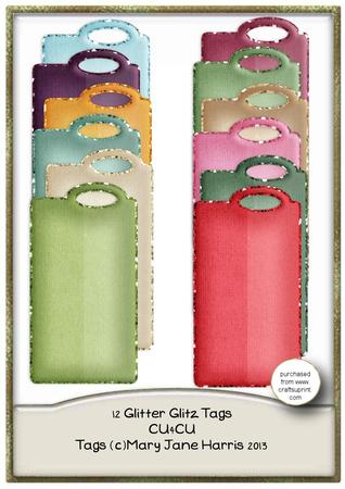 12 Glitter Glitz Tags - Cu4cu