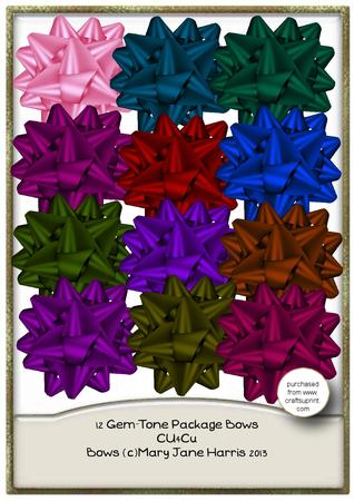 12 Gem-tone Package Bows - Cu4cu
