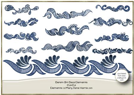 Denim Art Deco Elements - Cu4cu