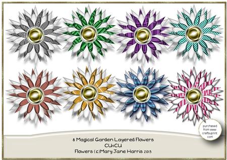 8 Magical Garden Layered Flowers - Cu4cu