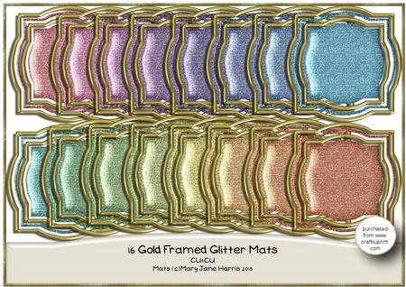 16 Gold Framed Glitter Mats - Cu4cu