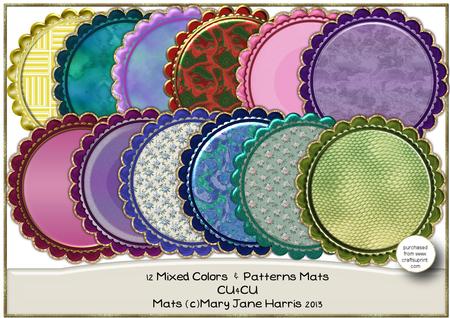 12 Mixed Colors & Patterns Mats - Cu4cu