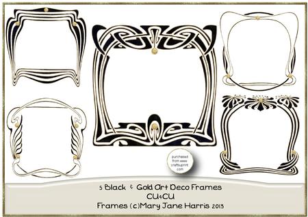 5 Black & Gold Art Deco Frames - Cu4cu