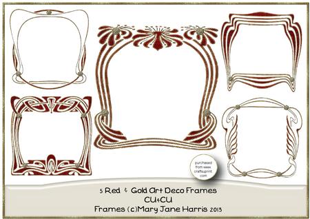 5 Bred & Gold Art Deco Frames - Cu4cu