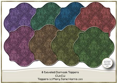 8 Beveled Damask Toppers - Cu4cu