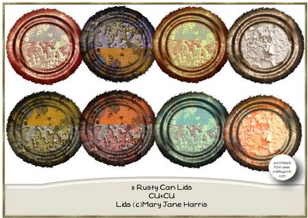 8 Rusty Can Lids - Cu4cu