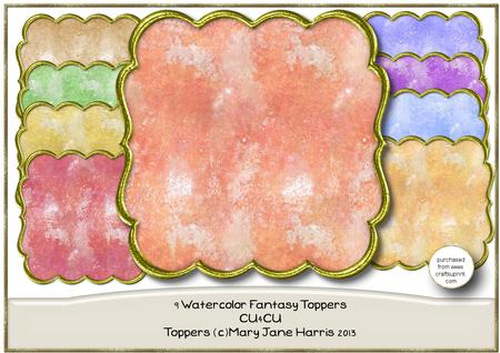 9 Watercolor Fantasy Toppers - Cu4cu