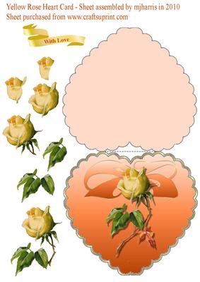 Yellow Rose Heart Card