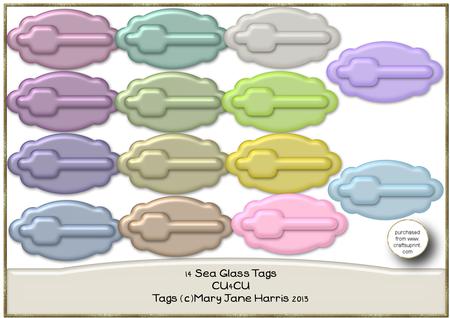 12 Sea Glass Tags - Cu4cu