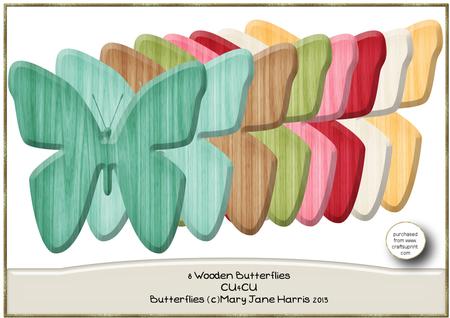 8 Wooden Butterflies - Cu4cu