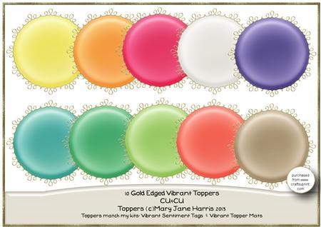 10 Gold Edged Vibrant Toppers - Cu4cu