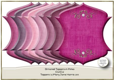 8 Ornated Toppers in Pinks - Cu4cu