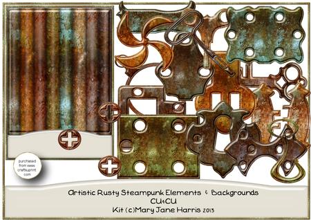 Artistic Rusty Steampunk Elements & Backgrounds - Cu4cu